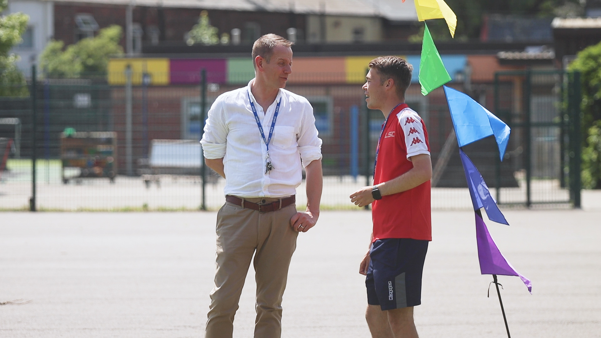 Head teacher of Manchester based Primary School talking with LSC Sports Practitioner 